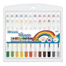 BAZIC Silky Gel Crayons 24 Color, Non Toxic Watercolor Crayon for Coloring Book