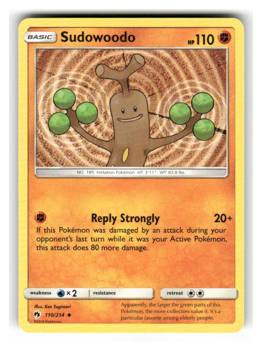 Sudowoodo 110/214 Uncommon Lost Thunder Pokemon Lightly Played