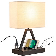 Touch Control Table Lamp, 3-Way Dimmable Desk Lamp with USB C  USB A and AC ...