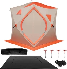 3-4 Person Ice Fishing Tent, Portable Ice Fishing Shelter, 300D Oxford Fabric Wa