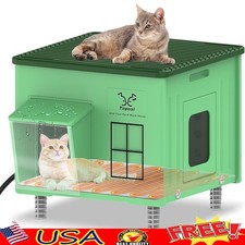 Heated Cat House Indestructible Weatherproof Insulated W/ Magnetic Escape Door