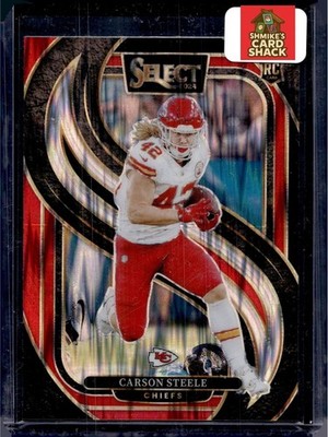 2024 Panini Select #142 Carson Steele Black & Red Prizm Shock