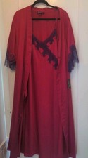  I N C Long Gown Robe Set M Dark Pink Purple Lace International Concept Intimate