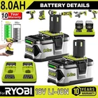 1-4PACK 8.0Ah For RYOBI 18V One Plus High Capacity P108 Lithium-Ion Battery P107