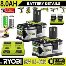 1-4PACK 8.0Ah For RYOBI 18V One Plus High Capacity P108 Lithium-Ion Battery P107