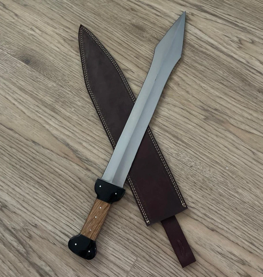 美丽全长 25 英寸碳钢狩猎剑木柄带护套 — 第 4/4 张图片