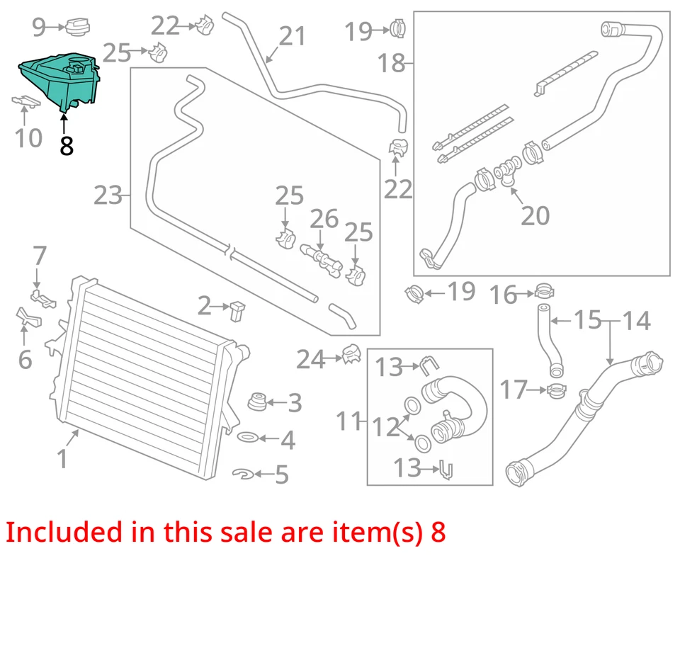 Audi Q7 2013 botella de desbordamiento de refrigerante OEM 80 k millas - LKQ397739794 Foto 4 de 4