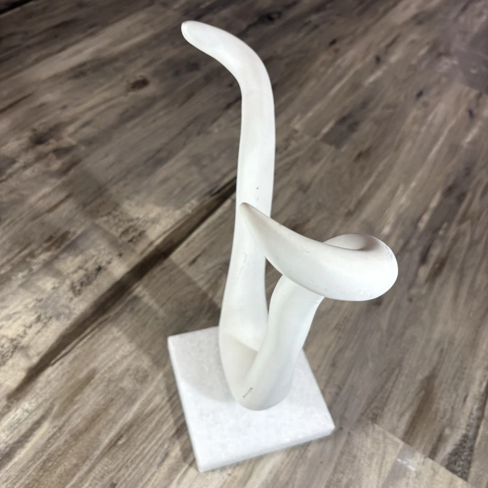 Escultura minimalista de chifre grande Jonathan Adler base de mármore minimalista branco 14,5 - Imagem 3 de 4