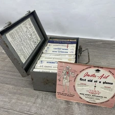 Vntg 1940's-60's A.E. Halperin Halco FIRST AID KIT BOX w/ Supplies Full InstaAid
