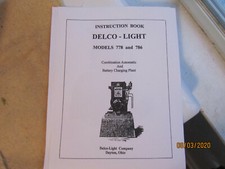 1928 Delco Light Plant Models 778, 786 Gas Engine Instruction Manual 