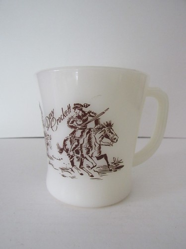 Davy Crockett Fire King Over Ware Milk Glass Cup Vintage - Picture 5 of 5