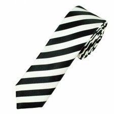 NEW Black and White College Stripe Neck Tie Striped