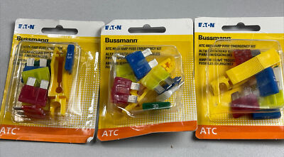 Lot of 3 - Bussmann (BP/ATC-AH8-RPP) ATC High Amp Emergency Fuse Kit