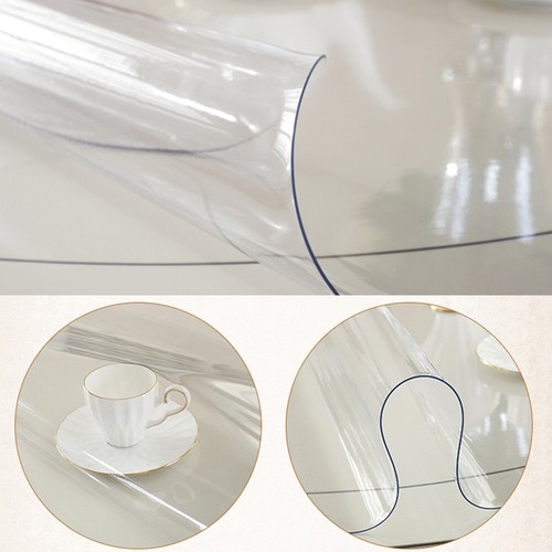 PVC Transparent Clear 1.5mm Round Rectangle Tablecloth Plastic Protector Cover - Picture 32 of 35