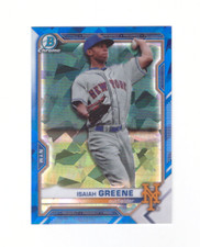 2021 Bowman Chrome Sapphire ISAIAH GREENE Prospect Refractor Mets Mint