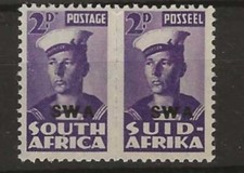 South West Africa (SWA) 1942-44 2p Sailor Overprinted SWA Se-Tenant Pair - MNH