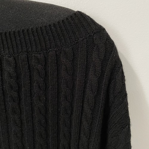 Caroline Constas Off the Shoulder Sweater Sz M Black Gloria Cable Knit Shirttail - Picture 9 of 12