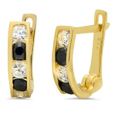 14K Solid Yellow Gold Italian 2.5 - 3.0 mm Baby Lever back Hinged Hoop Earrings.