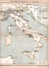 Milit&auml;rstandorte in Italien +Histor.Landkarte von 1895+ Festungen, Forts, 1.WK
