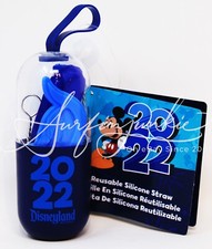 Disney Parks Play Drink Repeat Reusable Silicone Straw & Holder New Year 2022