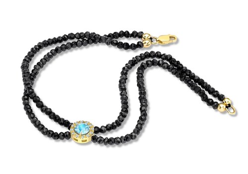 Bracelet Tennis En Or 9ct Jaune Avec Topaze Mystique & Diamants - 19.1cm - Neuf