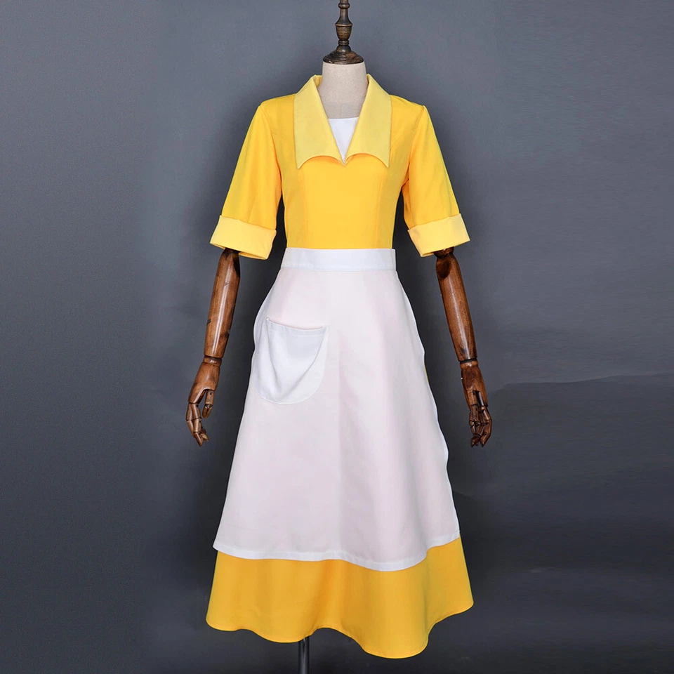 Mujeres Princesa Tiana Amarillo Camarera Vestido Juegos con disfraces Disfraz Conjunto con Enagua Foto 4 de 4