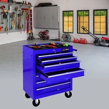 7 DRAWERS MULTIFUNCTIONAL TOOL CART WITH WHEELS, BLUE