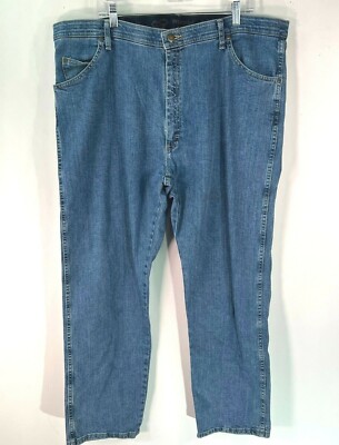 Wrangler Mens Rugged Wear Straight Mid Rise Casual Blue Denim Jeans Size  42X30