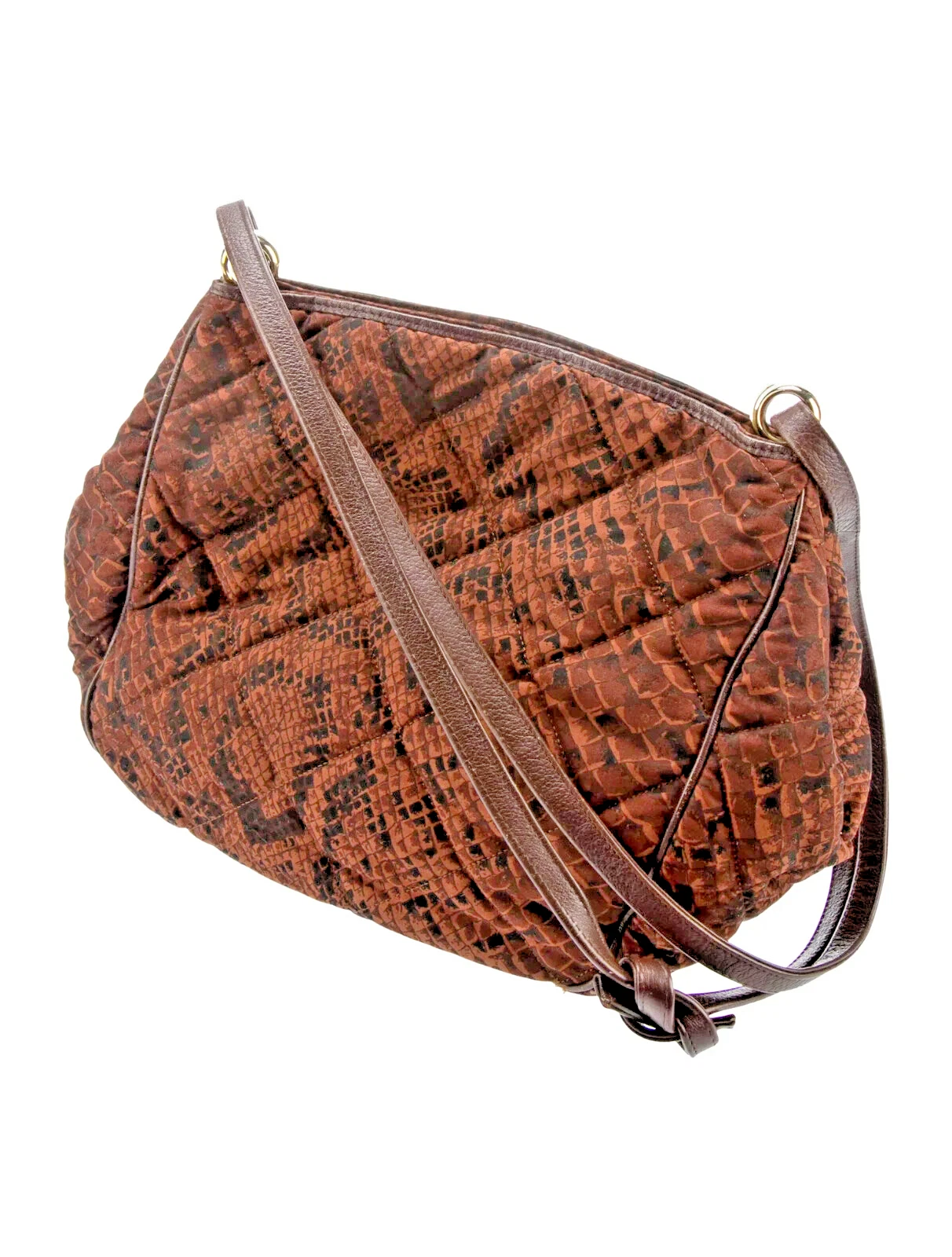 Borsa Bottega Veneta con bordo in pelle marrone stampa animalier doppie cinghie X corpo *RARA*