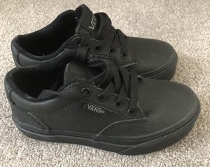 childrens black leather vans