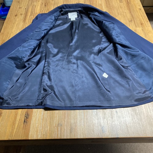 VTG Jacqueline Ferrar Womens 12 Navy Blue Coat Worsted Wool Blend Lined USA Made - Picture 6 of 7