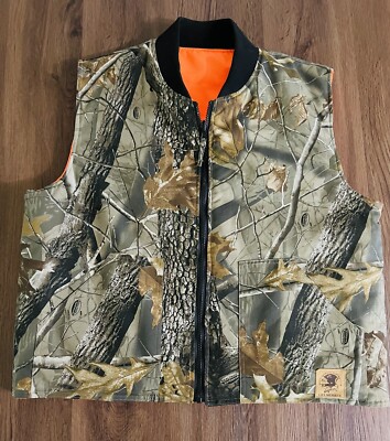 Reversible Camo Orange Real Tree Hardwoods Hunting Vest Mens Med North  American