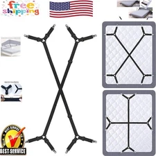 Crisscross Bed Sheet Straps - 2Pcs Adjustable Clips for Wrinkle-Free Sheets