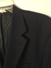 Perry Ellis Portfolio Mens Blazer 44R Navy Pinstripes 2 Button