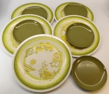 National Home Products Artisan Ware Avacado Retro Dish Lot of 10 Melamine