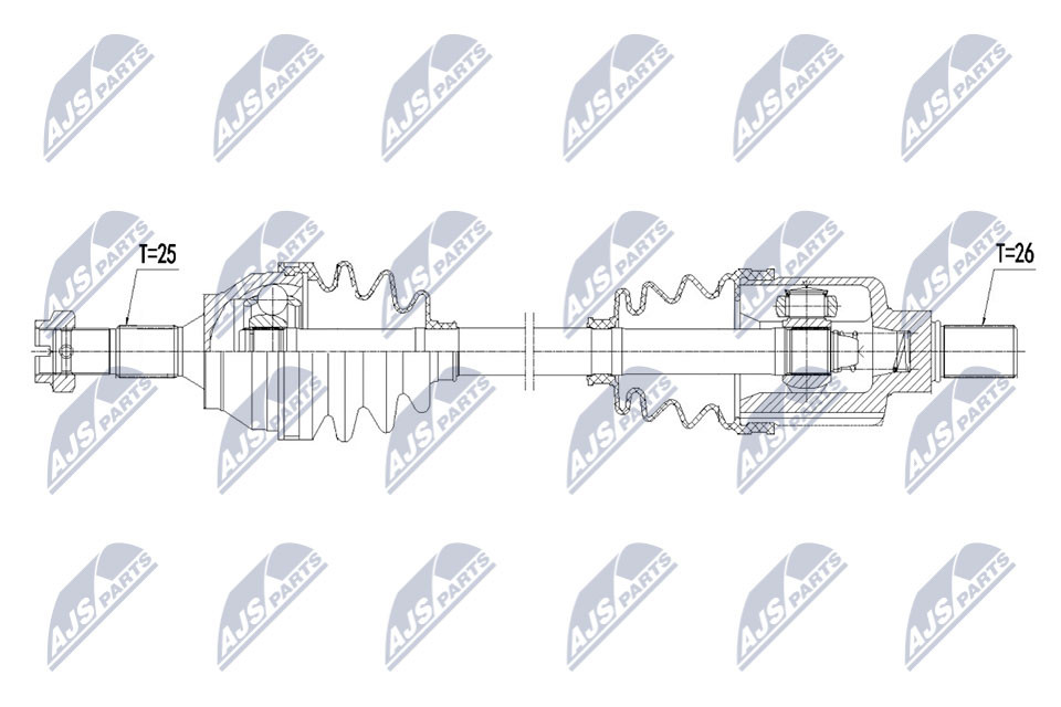 NTY NPW-PE-063 Drive Shaft for PEUGEOT