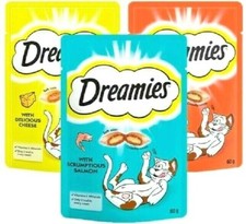 DREAMIES - (60g x 8) - Adult Cat Food Treats bp Crunchy Soft Filled Biscuit Feed