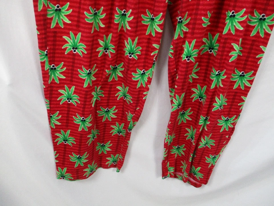 Оттенок женщин пижамы брюки 1 X красный в полоску узор эластичный пояс эластичной хлопок смесь - Изображение 4 из 4