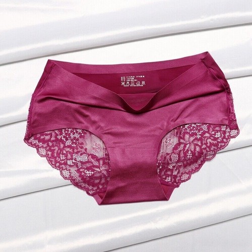 Women Seamless Underwear Sexy Lace Lingeries Knickers Ice Silk Panties Briefs - Picture 9 of 23