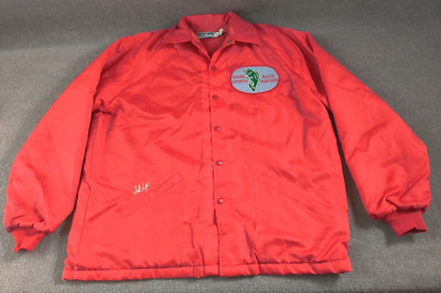Vintage Swingster Snap Satin Red Jacket XL Fleece Lined Bass Masters Made in USA