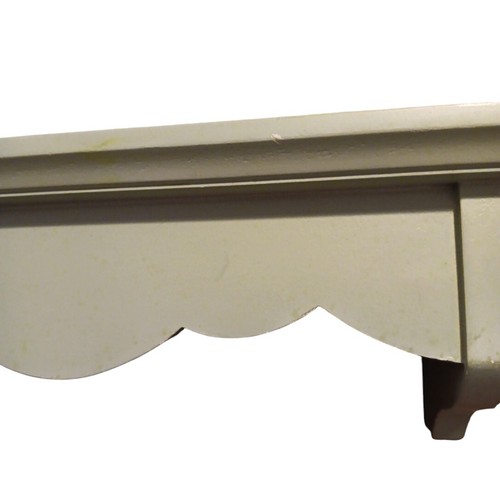 Wood Floating Wall Shelf Scalloped Edge Plate Groove Green 12"x4.5"x4" - Picture 5 of 11