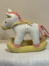 Nursery Fabric White Rocking Horse 10 Inch H.K. City Toys Stuffed Toy No ID Tags