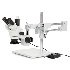 Microscopio zoom estéreo simul-focal 3,5X-90X + soporte de brazo doble + luz de anillo