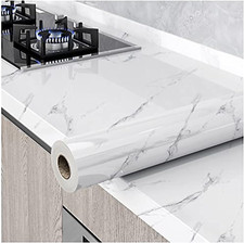 Glossy Marble Paper Granite Gray/White Wallpaper Peel and Stick Wallpaper Self A