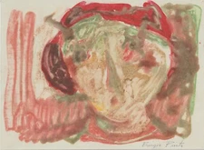 BIAGIO PINTO Modernist. Expressionist mixed media 'Female Portrait', signed