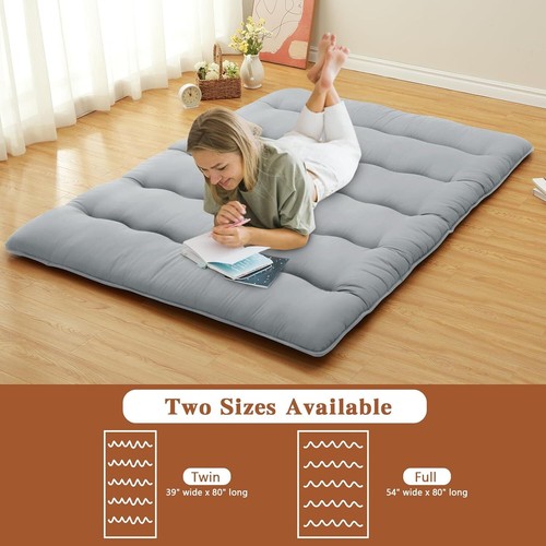 Foldable Japanese Floor Mattress Twin/Full/Queen Roll Up Mattress Sleeping Pad - Picture 3 of 25