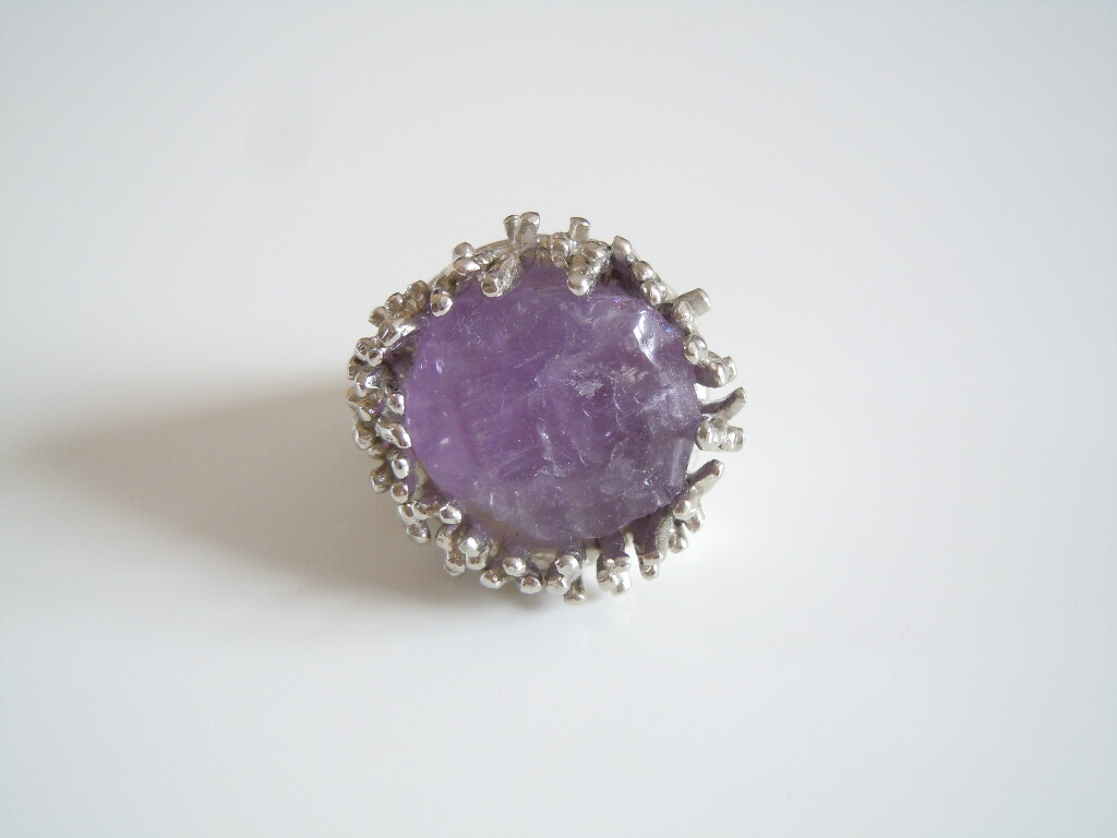 Ring Stainless Steel Amethyst Solid Stamp 316L SS… - image 9