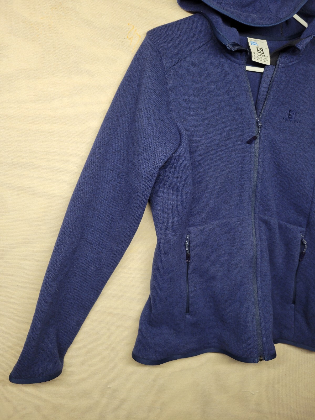 Salomon Giacca Donna TG M Pelle Avanzata Calda con Cappuccio Zip Tasche Blu