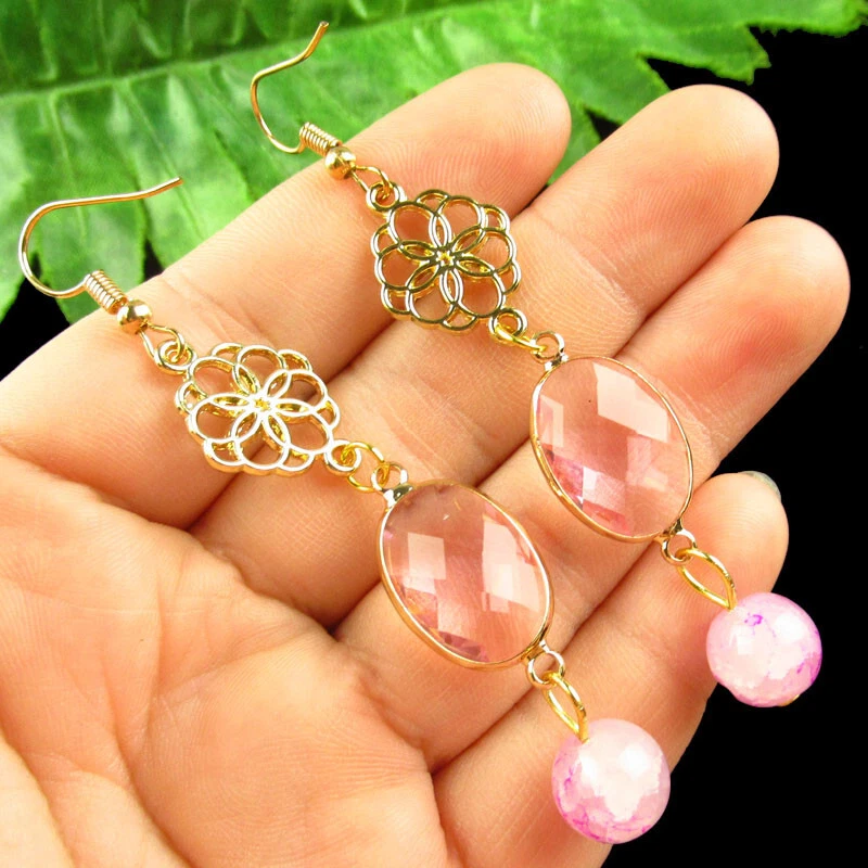 12mm Shiny Pink Crystal Dangle Earring Beautiful Sweet Jewellery Clip Drop  Earrings For Women - AliExpress