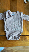 Disney Baby Newborn Beige Cotton Ribbed Wrap Bodysuit Winnie the Pooh Snap